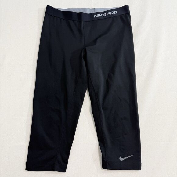 Nike Pro Knee-Length Black Tights Size XL Women - Picture 1 of 11
